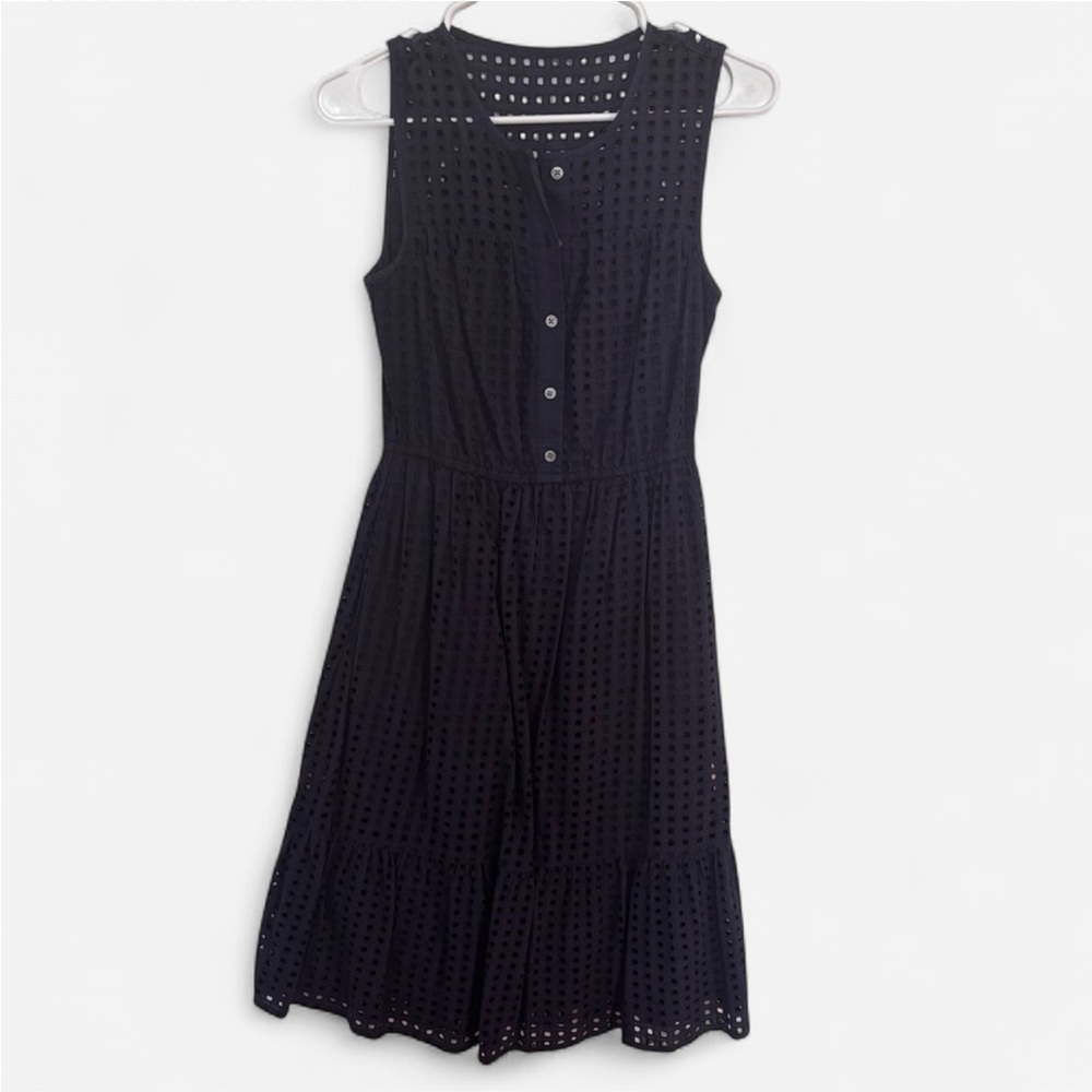 J. Crew Navy Eyelet Cotton Midi Dress Size 00